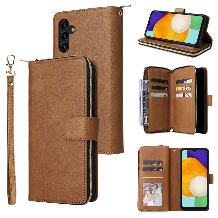 Custodia per cellulare in pelle con cerniera a portafoglio con 9 slot per schede, For Samsung Galaxy A03s EU Version, For Samsung Galaxy A13 5G, For Samsung Galaxy A33 5G, For Samsung Galaxy A53 5G