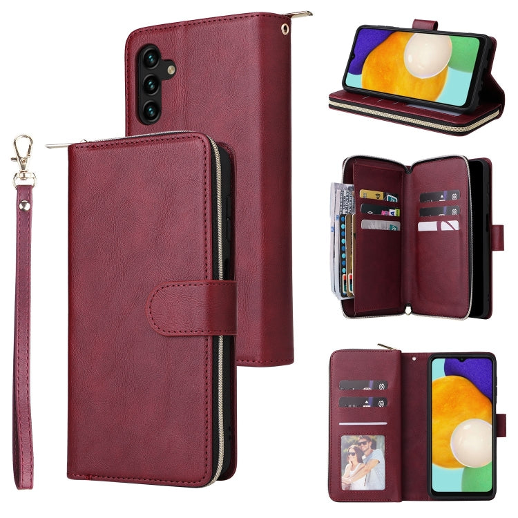 Custodia per cellulare in pelle con cerniera a portafoglio con 9 slot per schede, For Samsung Galaxy A03s EU Version, For Samsung Galaxy A13 5G, For Samsung Galaxy A33 5G, For Samsung Galaxy A53 5G