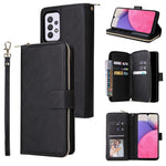 Custodia per cellulare in pelle con cerniera a portafoglio con 9 slot per schede, For Samsung Galaxy A03s EU Version, For Samsung Galaxy A13 5G, For Samsung Galaxy A33 5G, For Samsung Galaxy A53 5G