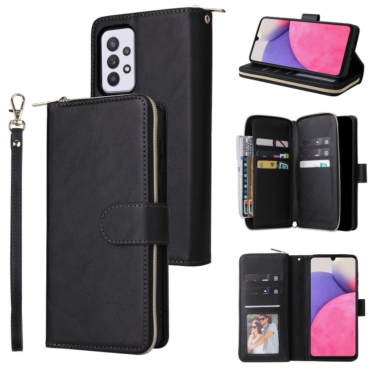 Custodia per cellulare in pelle con cerniera a portafoglio con 9 slot per schede, For Samsung Galaxy A03s EU Version, For Samsung Galaxy A13 5G, For Samsung Galaxy A33 5G, For Samsung Galaxy A53 5G