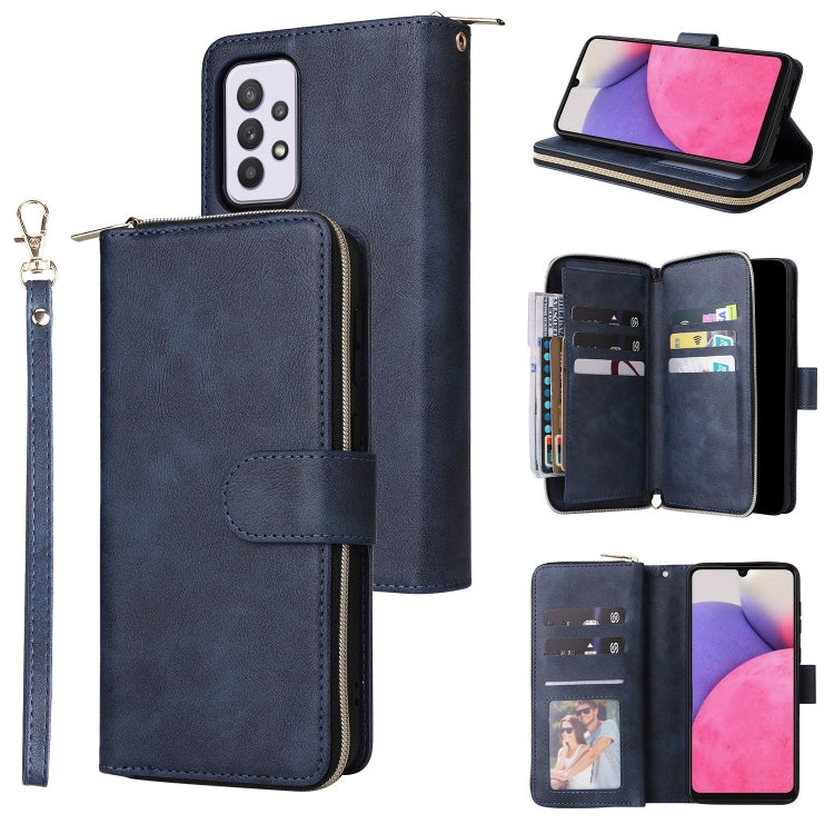 Custodia per cellulare in pelle con cerniera a portafoglio con 9 slot per schede, For Samsung Galaxy A03s EU Version, For Samsung Galaxy A13 5G, For Samsung Galaxy A33 5G, For Samsung Galaxy A53 5G