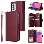 Custodia per cellulare in pelle con cerniera a portafoglio con 9 slot per schede, For Samsung Galaxy A03s EU Version, For Samsung Galaxy A13 5G, For Samsung Galaxy A33 5G, For Samsung Galaxy A53 5G