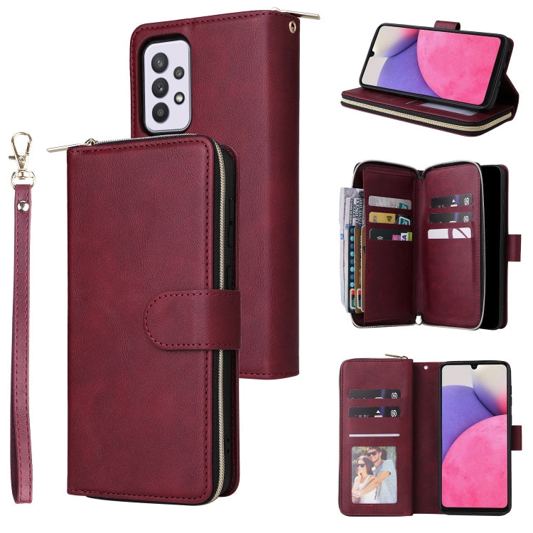 Custodia per cellulare in pelle con cerniera a portafoglio con 9 slot per schede, For Samsung Galaxy A03s EU Version, For Samsung Galaxy A13 5G, For Samsung Galaxy A33 5G, For Samsung Galaxy A53 5G