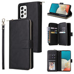 Custodia per cellulare in pelle con cerniera a portafoglio con 9 slot per schede, For Samsung Galaxy A03s EU Version, For Samsung Galaxy A13 5G, For Samsung Galaxy A33 5G, For Samsung Galaxy A53 5G