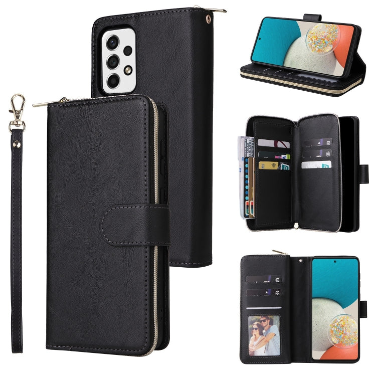 Custodia per cellulare in pelle con cerniera a portafoglio con 9 slot per schede, For Samsung Galaxy A03s EU Version, For Samsung Galaxy A13 5G, For Samsung Galaxy A33 5G, For Samsung Galaxy A53 5G