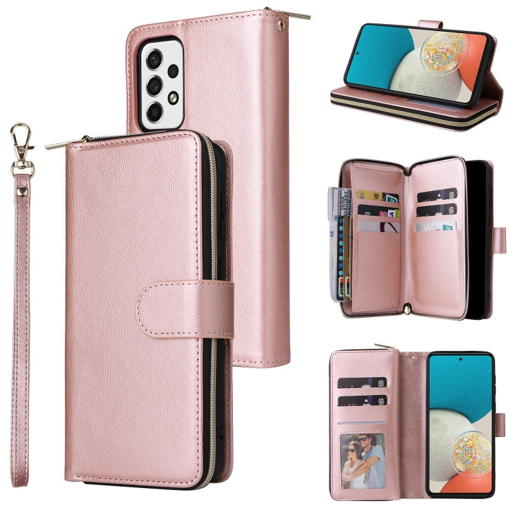 Custodia per cellulare in pelle con cerniera a portafoglio con 9 slot per schede, For Samsung Galaxy A03s EU Version, For Samsung Galaxy A13 5G, For Samsung Galaxy A33 5G, For Samsung Galaxy A53 5G