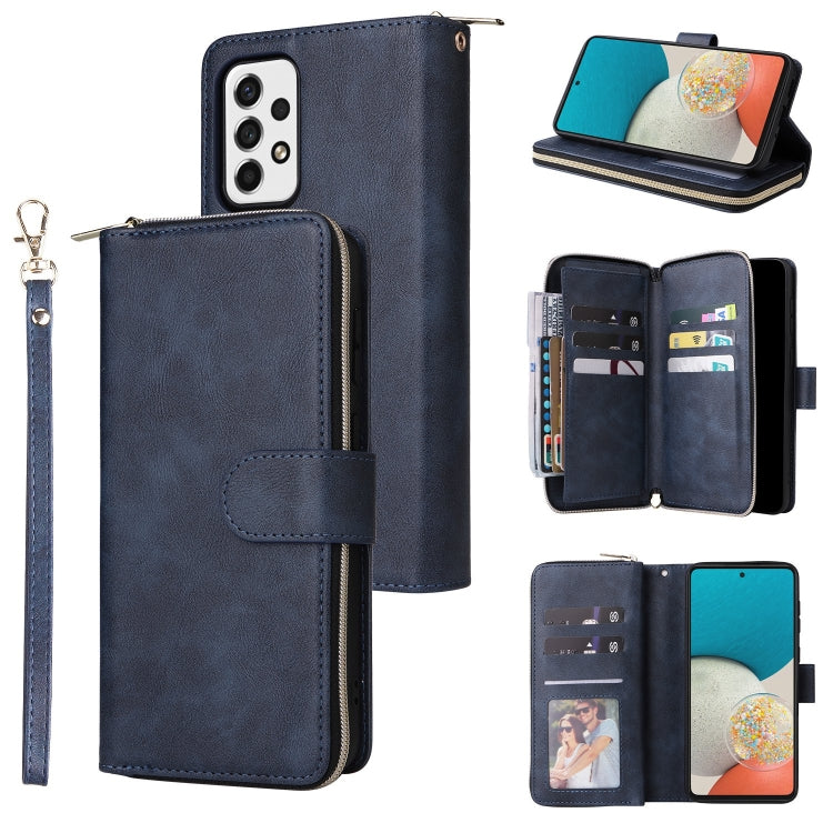 Custodia per cellulare in pelle con cerniera a portafoglio con 9 slot per schede, For Samsung Galaxy A03s EU Version, For Samsung Galaxy A13 5G, For Samsung Galaxy A33 5G, For Samsung Galaxy A53 5G