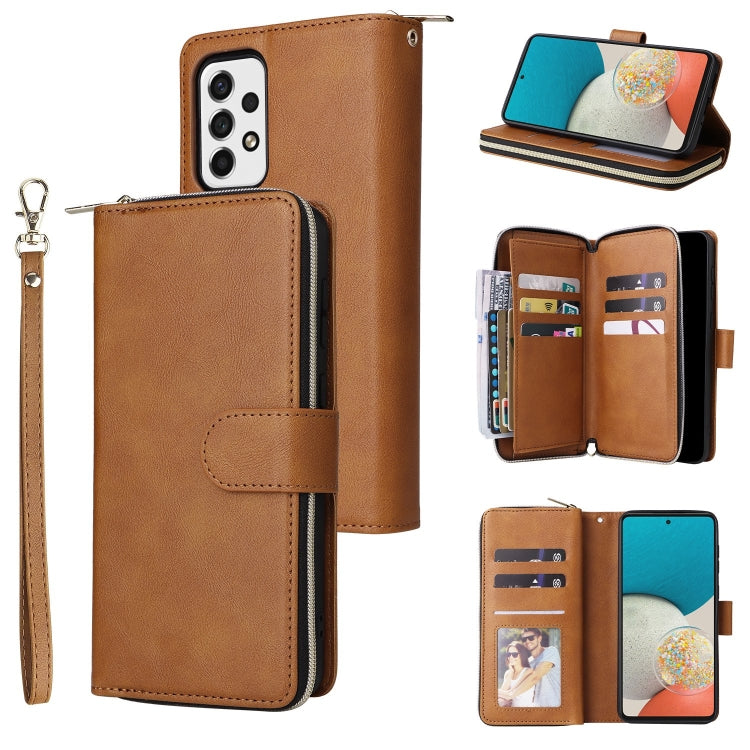 Custodia per cellulare in pelle con cerniera a portafoglio con 9 slot per schede, For Samsung Galaxy A03s EU Version, For Samsung Galaxy A13 5G, For Samsung Galaxy A33 5G, For Samsung Galaxy A53 5G