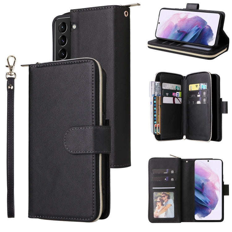 Custodia per cellulare in pelle con cerniera a portafoglio con 9 slot per schede, For Samsung Galaxy S22+ 5G, For Samsung Galaxy S22 Ultra 5G, For Samsung Galaxy S22 5G