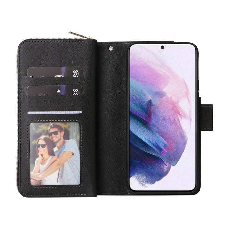 Custodia per cellulare in pelle con cerniera a portafoglio con 9 slot per schede, For Samsung Galaxy S22+ 5G, For Samsung Galaxy S22 Ultra 5G, For Samsung Galaxy S22 5G