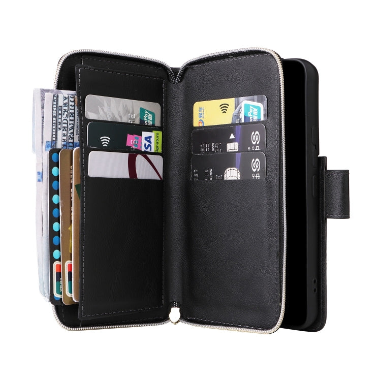 Custodia per cellulare in pelle con cerniera a portafoglio con 9 slot per schede, For Samsung Galaxy S22+ 5G, For Samsung Galaxy S22 Ultra 5G, For Samsung Galaxy S22 5G