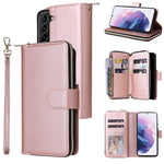 Custodia per cellulare in pelle con cerniera a portafoglio con 9 slot per schede, For Samsung Galaxy S22+ 5G, For Samsung Galaxy S22 Ultra 5G, For Samsung Galaxy S22 5G
