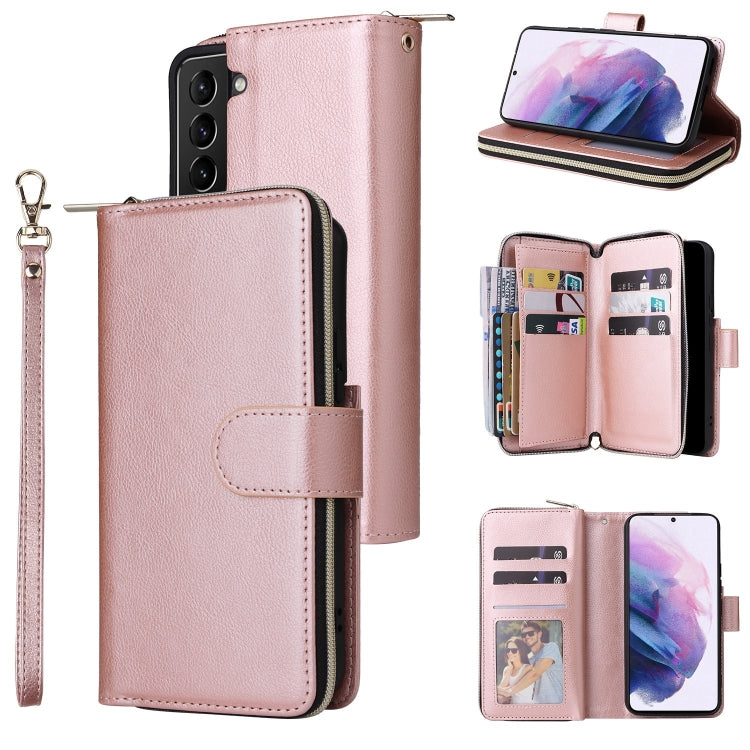 Custodia per cellulare in pelle con cerniera a portafoglio con 9 slot per schede, For Samsung Galaxy S22+ 5G, For Samsung Galaxy S22 Ultra 5G, For Samsung Galaxy S22 5G