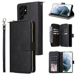 Custodia per cellulare in pelle con cerniera a portafoglio con 9 slot per schede, For Samsung Galaxy S22+ 5G, For Samsung Galaxy S22 Ultra 5G, For Samsung Galaxy S22 5G