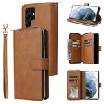Custodia per cellulare in pelle con cerniera a portafoglio con 9 slot per schede, For Samsung Galaxy S22+ 5G, For Samsung Galaxy S22 Ultra 5G, For Samsung Galaxy S22 5G