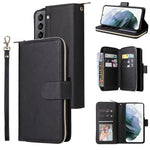 Custodia per cellulare in pelle con cerniera a portafoglio con 9 slot per schede, For Samsung Galaxy S22+ 5G, For Samsung Galaxy S22 Ultra 5G, For Samsung Galaxy S22 5G
