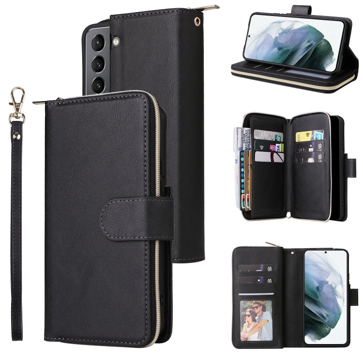 Custodia per cellulare in pelle con cerniera a portafoglio con 9 slot per schede, For Samsung Galaxy S22+ 5G, For Samsung Galaxy S22 Ultra 5G, For Samsung Galaxy S22 5G