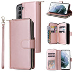 Custodia per cellulare in pelle con cerniera a portafoglio con 9 slot per schede, For Samsung Galaxy S22+ 5G, For Samsung Galaxy S22 Ultra 5G, For Samsung Galaxy S22 5G