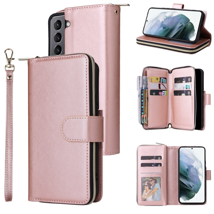 Custodia per cellulare in pelle con cerniera a portafoglio con 9 slot per schede, For Samsung Galaxy S22+ 5G, For Samsung Galaxy S22 Ultra 5G, For Samsung Galaxy S22 5G