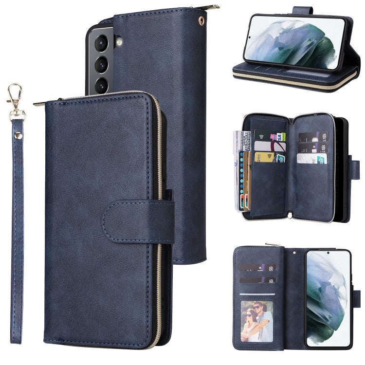 Custodia per cellulare in pelle con cerniera a portafoglio con 9 slot per schede, For Samsung Galaxy S22+ 5G, For Samsung Galaxy S22 Ultra 5G, For Samsung Galaxy S22 5G