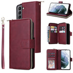 Custodia per cellulare in pelle con cerniera a portafoglio con 9 slot per schede, For Samsung Galaxy S22+ 5G, For Samsung Galaxy S22 Ultra 5G, For Samsung Galaxy S22 5G