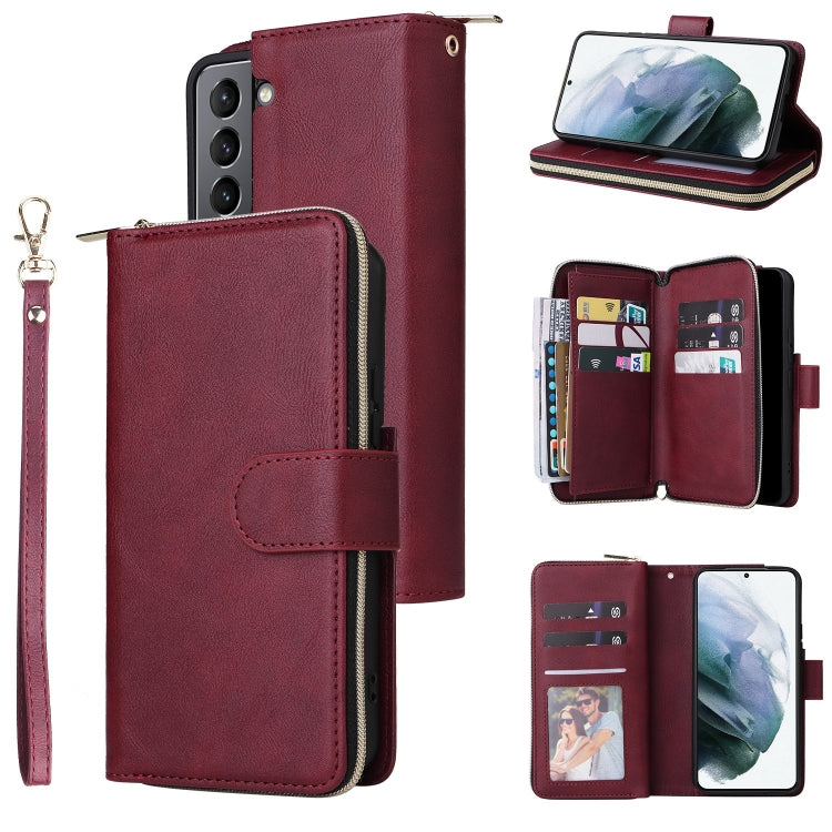 Custodia per cellulare in pelle con cerniera a portafoglio con 9 slot per schede, For Samsung Galaxy S22+ 5G, For Samsung Galaxy S22 Ultra 5G, For Samsung Galaxy S22 5G