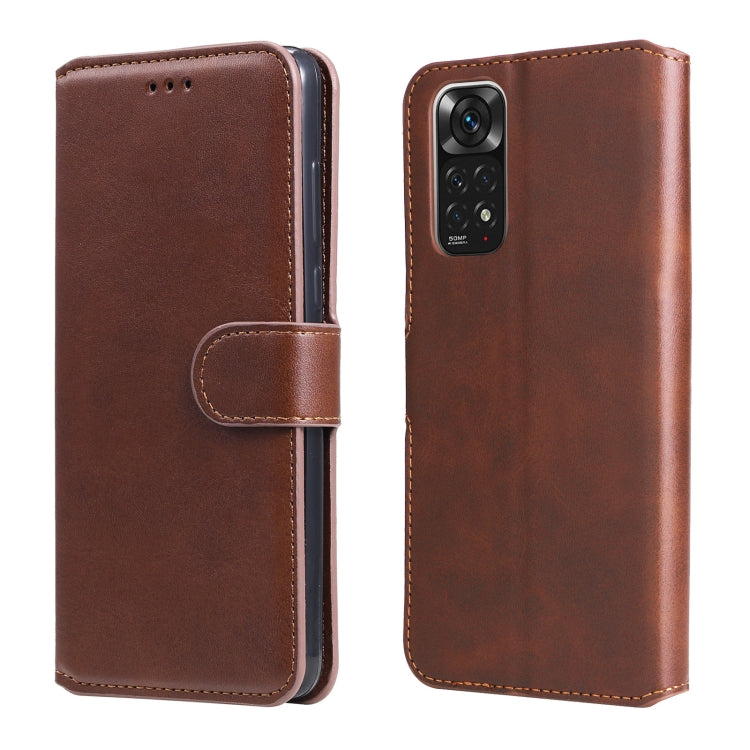 Custodia in pelle a conchiglia classica in vitello, For vivo Y76s / Y76 5G, For Xiaomi Redmi Note 11 Global / Note 11S, For Xiaomi Redmi Note 11E / Redmi 10 Prime+ 5G, For Xiaomi Redmi Note 11 Pro 4G / 5G