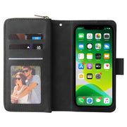 Custodia per cellulare in pelle con cerniera a portafoglio con 9 slot per schede, For iPhone 13 mini, For iPhone 13, For iPhone 13 Pro, For iPhone 13 Pro Max