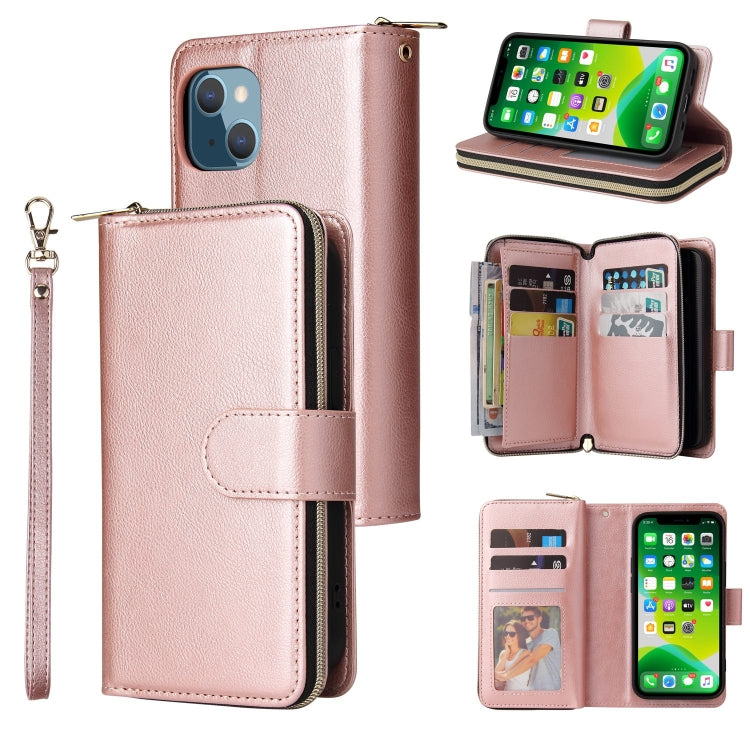 Custodia portafoglio in pelle con 9 slot per iPhone 13 Pro Max