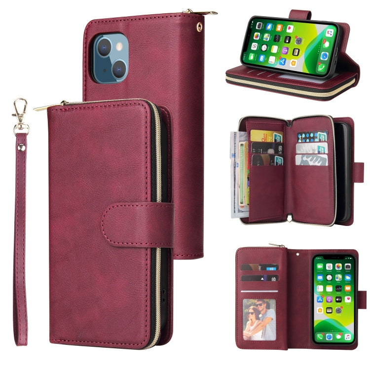 Custodia portafoglio in pelle con 9 slot per iPhone 13 Pro Max