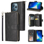 Custodia portafoglio in pelle con 9 slot per iPhone 13 Pro Max