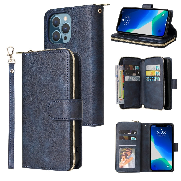 Custodia portafoglio in pelle con 9 slot per iPhone 13 Pro Max