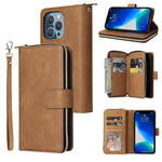 Custodia portafoglio in pelle con 9 slot per iPhone 13 Pro Max