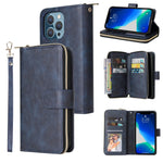 Custodia portafoglio in pelle con 9 slot per iPhone 13 Pro Max