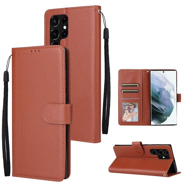 Custodia per telefono in pelle multifunzionale con 3 slot per schede, For OPPO A16, For Samsung Galaxy S22 5G, For Samsung Galaxy S22 Ultra 5G