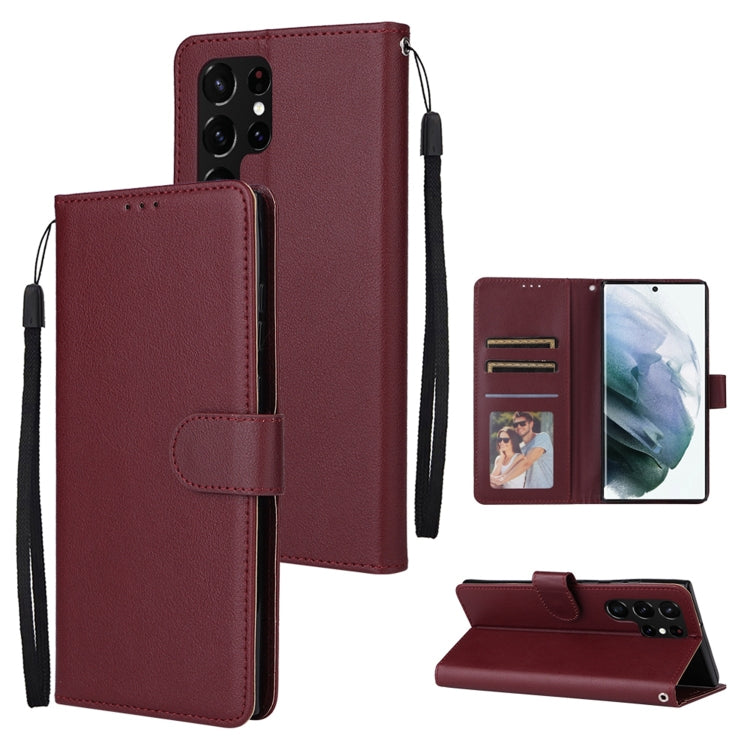 Custodia per telefono in pelle multifunzionale con 3 slot per schede, For OPPO A16, For Samsung Galaxy S22 5G, For Samsung Galaxy S22 Ultra 5G