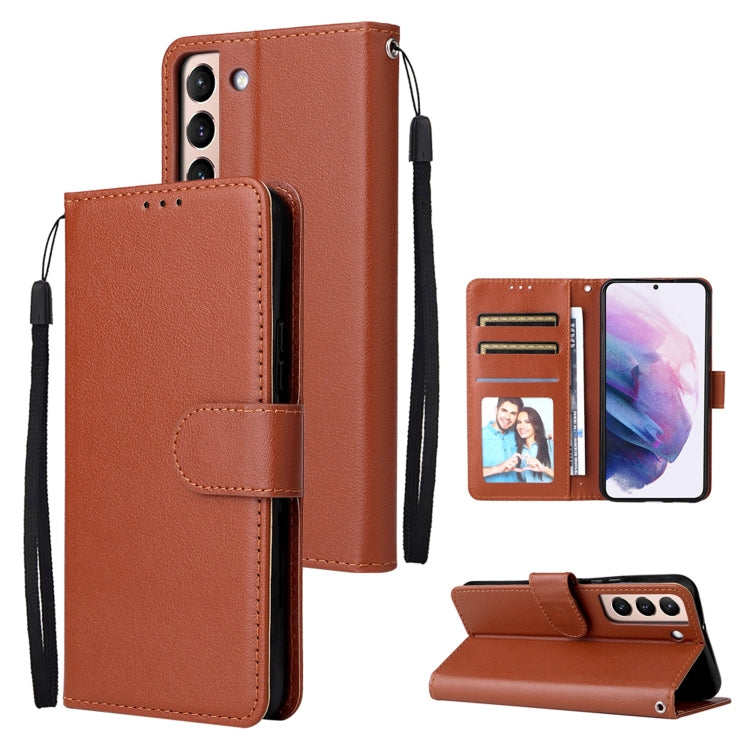 Custodia per telefono in pelle multifunzionale con 3 slot per schede, For Samsung Galaxy S22+ 5G