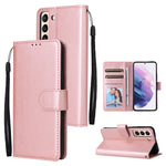 Custodia per telefono in pelle multifunzionale con 3 slot per schede, For Samsung Galaxy S22+ 5G