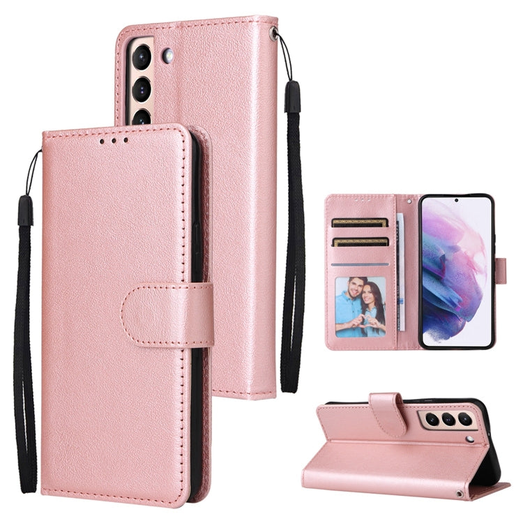 Custodia per telefono in pelle multifunzionale con 3 slot per schede, For Samsung Galaxy S22+ 5G