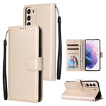 Custodia per telefono in pelle multifunzionale con 3 slot per schede, For Samsung Galaxy S22+ 5G