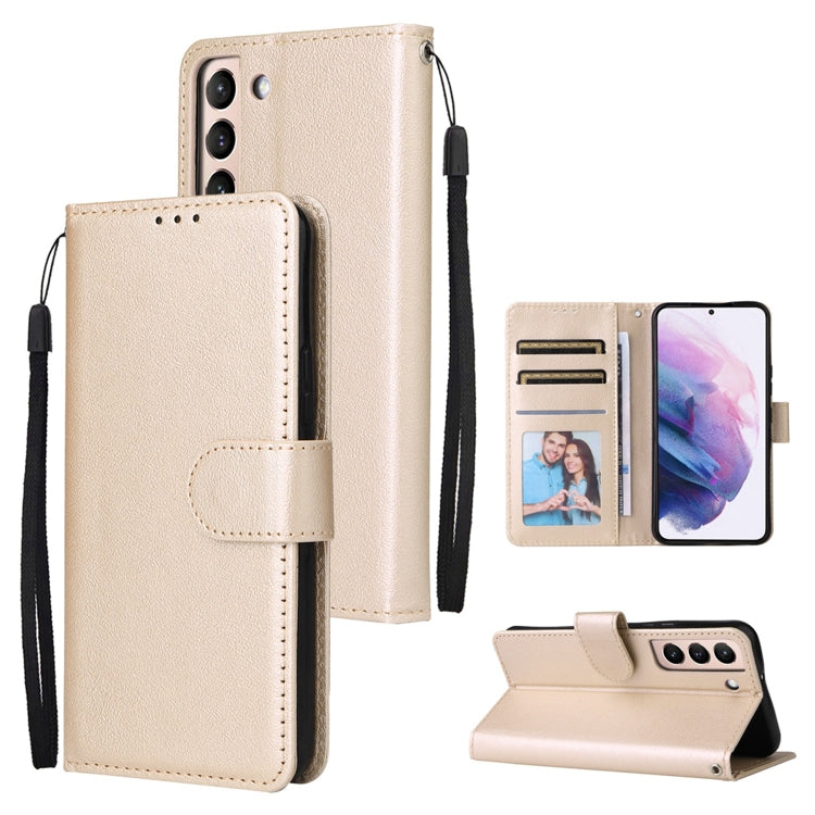 Custodia per telefono in pelle multifunzionale con 3 slot per schede, For Samsung Galaxy S22+ 5G