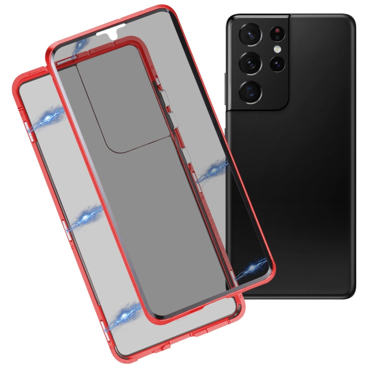Custodia per telefono in vetro temperato bifacciale magnetico anti-sbirciatina, For Samsung Galaxy S21 5G, For Samsung Galaxy S21+ 5G, For Samsung Galaxy S21 Ultra 5G