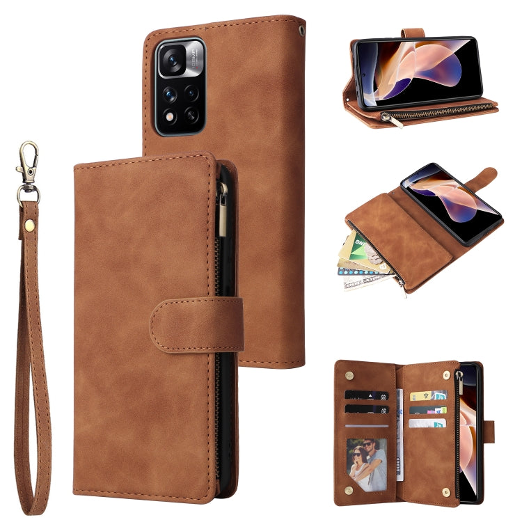 Custodia per cellulare multifunzionale in pelle con portafoglio con cerniera smerigliata, For Samsung Galaxy A53 5G, For Xiaomi Redmi Note 11 Pro China, For Xiaomi Redmi Note 11 China