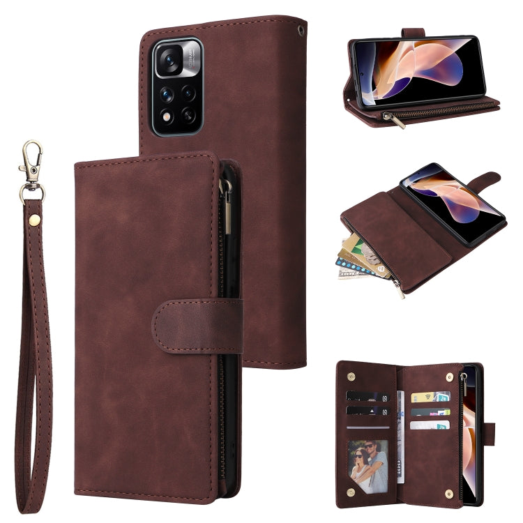 Custodia per cellulare multifunzionale in pelle con portafoglio con cerniera smerigliata, For Samsung Galaxy A53 5G, For Xiaomi Redmi Note 11 Pro China, For Xiaomi Redmi Note 11 China