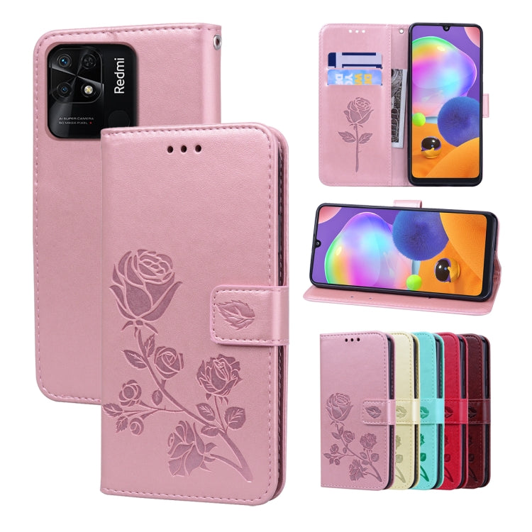 Custodia per telefono in pelle goffrata rosa, For Xiaomi Redmi 10C, For Huawei nova 8i, For Huawei nova 9, For Honor X8