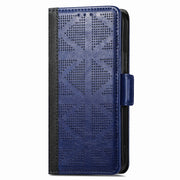 Custodia per telefono a conchiglia in pelle a griglia, For iPhone XS Max, For iPhone XS / X, For iPhone XR, For iPhone SE 2022 / SE 2020 / 8 / 7