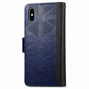 Custodia per telefono a conchiglia in pelle a griglia, For iPhone XS Max, For iPhone XS / X, For iPhone XR, For iPhone SE 2022 / SE 2020 / 8 / 7