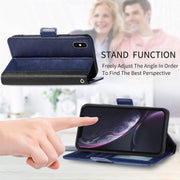 Custodia per telefono a conchiglia in pelle a griglia, For iPhone XS Max, For iPhone XS / X, For iPhone XR, For iPhone SE 2022 / SE 2020 / 8 / 7