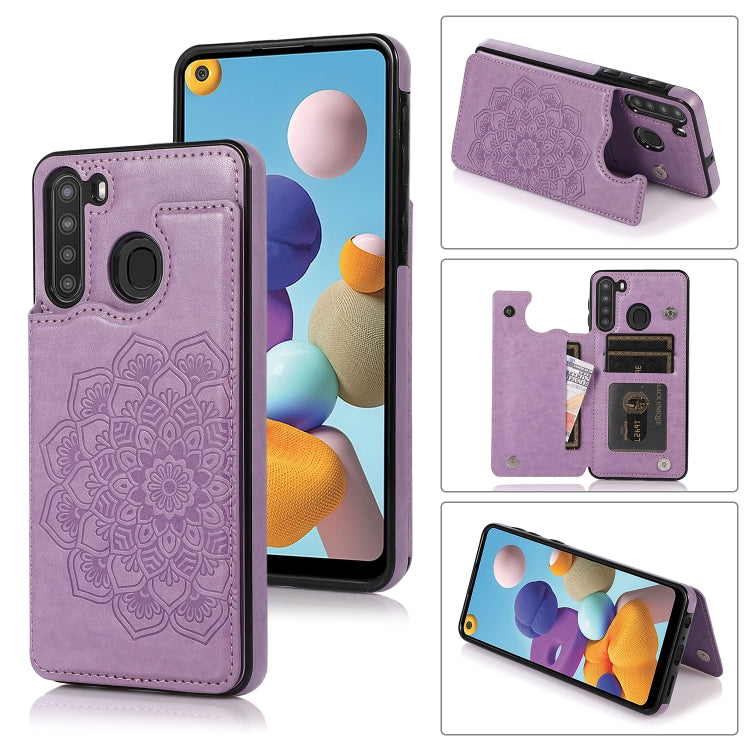 Custodia per telefono con doppia fibbia Mandala PU + TPU, For Samsung Galaxy A21, For Samsung Galaxy S21 FE 5G, For Samsung Galaxy A12, For Samsung Galaxy A72