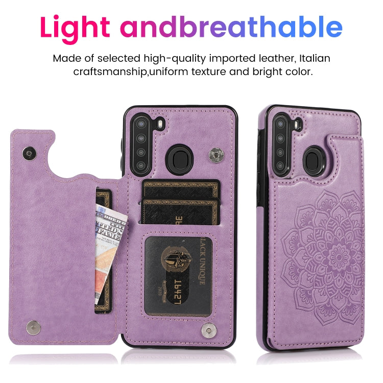 Custodia per telefono con doppia fibbia Mandala PU + TPU, For Samsung Galaxy A21, For Samsung Galaxy S21 FE 5G, For Samsung Galaxy A12, For Samsung Galaxy A72